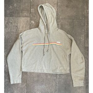 Vans Light Gray Cropped Hoodie Women's Large Y2K Grunge